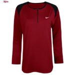 ست تیشرت آستین بلند و شلوار ورزشی زنانه مدل یقه زیپدار کد 5216-685p رنگ زرشکی