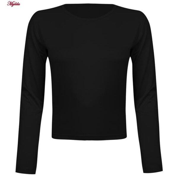 کراپ‌ تی‌شرت آستین بلند زنانه ایپک مدل پشت بندی کد 5224-612P رنگ مشکی