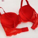 سوتین زنانه پانیذ مدل پوش آپ فنردار کاپ اسفنجی بند متحرک کد 4851 رنگ قرمز