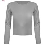 کراپ تی شرت آستین بلند زنانه مدل پشت بندی کد 5224-612P رنگ طوسی