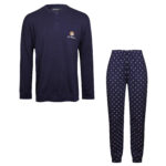 ست تی شرت آستین بلند و شلوار مردانه لین مدل نخ پنبه کد 5197-499 رنگ سرمه ای