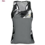 ست تاپ و شلوارک ورزشی زنانه مدل 5215-746P-1 رنگ طوسی به همراه هدبند