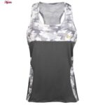 ست تاپ و شلوارک ورزشی زنانه مدل 5215-746P رنگ طوسی به همراه هدبند