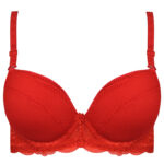 سوتین زنانه پانیذ مدل پوش آپ فنردار کاپ اسفنجی بند متحرک کد 4851 رنگ قرمز