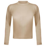 کراپ‌ تی‌شرت آستین بلند زنانه مدل پشت بندی کد 5228-609P رنگ کرم