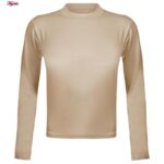 کراپ‌ تی‌شرت آستین بلند زنانه مدل پشت بندی کد 5228-609P رنگ کرم