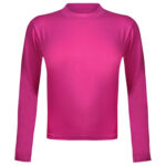 کراپ‌ تی‌شرت آستین بلند زنانه مدل پشت بندی کد 5228-609P رنگ سرخابی