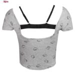 کراپ‌ تی‌شرت آستین کوتاه زنانه ماییلدا مدل کیتی کد 5262-5039 رنگ طوسی