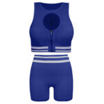 ست نیم تنه و شلوارک ورزشی زنانه ماییلدا مدل زیپ دار پشت چین دار کد 5243-8319 رنگ آبی