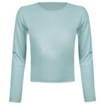 کراپ تی شرت آستین بلند زنانه مدل پشت بندی کد 5224-612P رنگ آبی روشن