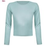 کراپ تی شرت آستین بلند زنانه مدل پشت بندی کد 5224-612P رنگ آبی روشن