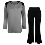 ست سویشرت و شلوار ورزشی زنانه مدل یقه زیپدار کد 5216-685p رنگ طوسی