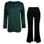 ست سویشرت و شلوار ورزشی زنانه مدل یقه زیپدار کد 5216-685p رنگ سبز کله غازی