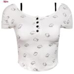 کراپ‌ تی‌شرت آستین کوتاه زنانه ماییلدا مدل کیتی کد 5262-5039 رنگ سفید