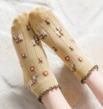 جوراب مچی لب فر گل برجسته کد r-1532 - Image 2