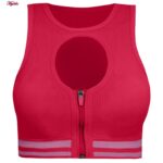 ست نیم تنه و شلوارک ورزشی زنانه ماییلدا مدل زیپ دار پشت چین دار کد 5243-8319 رنگ سرخابی