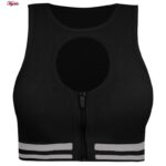 ست نیم تنه و شلوارک ورزشی زنانه ماییلدا مدل زیپ دار پشت چین دار کد 5243-8319 رنگ مشکی