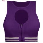 ست نیم تنه و شلوارک ورزشی زنانه ماییلدا مدل زیپ دار پشت چین دار کد 5243-8319 رنگ بنفش