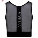 کراپ‌تاپ زنانه مدل لیزری پشت توری کد 5254-5502 رنگ مشکی