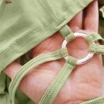 کراپ تی شرت آستین بلند زنانه مدل پشت بندی کد 5224-612P رنگ سبز