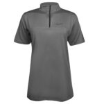 تی شرت آستین کوتاه ورزشی زنانه مدل یقه زیپدار کد 5214-493 رنگ خاکستری