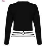 کراپ‌ تی‌شرت آستین بلند زنانه ایپک مدل پشت بندی کد 5224-612P رنگ مشکی