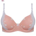 ست شورت و سوتین زنانه پانیذ مدل پوش آپ فنردار کاپ اسفنجی بند متحرک کد 4689-10 رنگ گلبهی