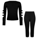 ست تی شرت آستین بلند و شلوارک ورزشی زنانه مدل ریلی کد 5226-696p رنگ مشکی