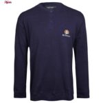 ست تی شرت آستین بلند و شلوار مردانه لین مدل نخ پنبه کد 5197-499 رنگ سرمه ای