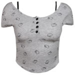 کراپ‌ تی‌شرت آستین کوتاه زنانه ماییلدا مدل کیتی کد 5262-5039 رنگ طوسی