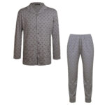 ست پیراهن و شلوار مردانه لین مدل نخ پنبه جلو دکمه دار کد 5197-495 رنگ طوسی