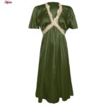 لباس خواب زنانه مدل ساتن 5246-F08 رنگ سبز