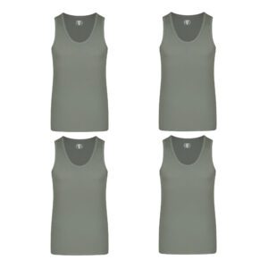 زیرپوش رکابی مردانه برهان تن پوش مدل 1-01 رنگ طوسی بسته 4 عددی