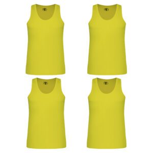 زیرپوش رکابی مردانه برهان تن پوش مدل 5-01 بسته 4 عددی رنگ زرد