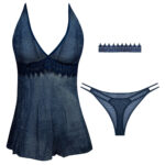 لباس خواب زنانه مدل 5244-2097 رنگ سرمه ای