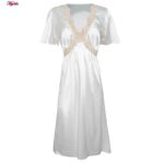 لباس خواب زنانه مدل ساتن 5246-F08 رنگ سفید