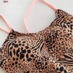 مایو زنانه فیتن فرخ زادی مدل پشت بندی پلنگی پددار کد 5289-297-1 رنگ قهوه ای