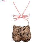 مایو زنانه فیتن فرخ زادی مدل پشت بندی پلنگی پددار کد 5289-297-1 رنگ قهوه ای