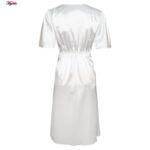 لباس خواب زنانه مدل ساتن 5246-F08 رنگ سفید