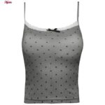 کراپ‌تاپ زنانه ماییلدا مدل پددار خال خالی کد 5301-6853 رنگ طوسی