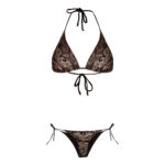 ست 2 تکه مایو دخترانه مدل 11005 رنگ قهوه‌ای