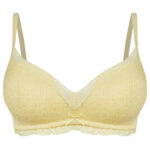 سوتین بدون فنر زنانه مدل کاپ اسفنجی گیپوری کد 5304 رنگ لیمویی