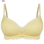 سوتین بدون فنر زنانه مدل کاپ اسفنجی گیپوری کد 5304 رنگ لیمویی