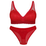 ست شورت و سوتین زنانه ماییلدا مدل پاپیون بدون فنر کاپ اسفنجی کد 5300-A881 رنگ قرمز