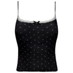 کراپ‌تاپ زنانه ماییلدا مدل پددار خال خالی کد 5301-6853 رنگ مشکی