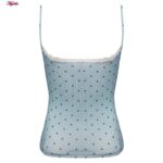 کراپ‌تاپ زنانه ماییلدا مدل پددار خال خالی کد 5301 -6853 رنگ آبی