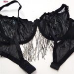 ست شورت و سوتین فنردار زنانه کارنا رز کد 5283-2 رنگ مشکی