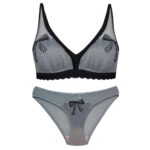 ست شورت و سوتین زنانه ماییلدا مدل پاپیون بدون فنر کاپ اسفنجی کد 5300-A881 رنگ طوسی