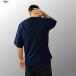 تی شرت اورسایز آستین کوتاه مردانه مدل باکسی رنگ سرمه ای