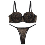 ست شورت و سوتین زنانه شارمین مدل جکدار فنردار پلنگی کد 5458-1066